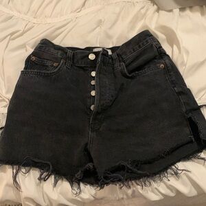 AGOLDE black denim cutoff shorts